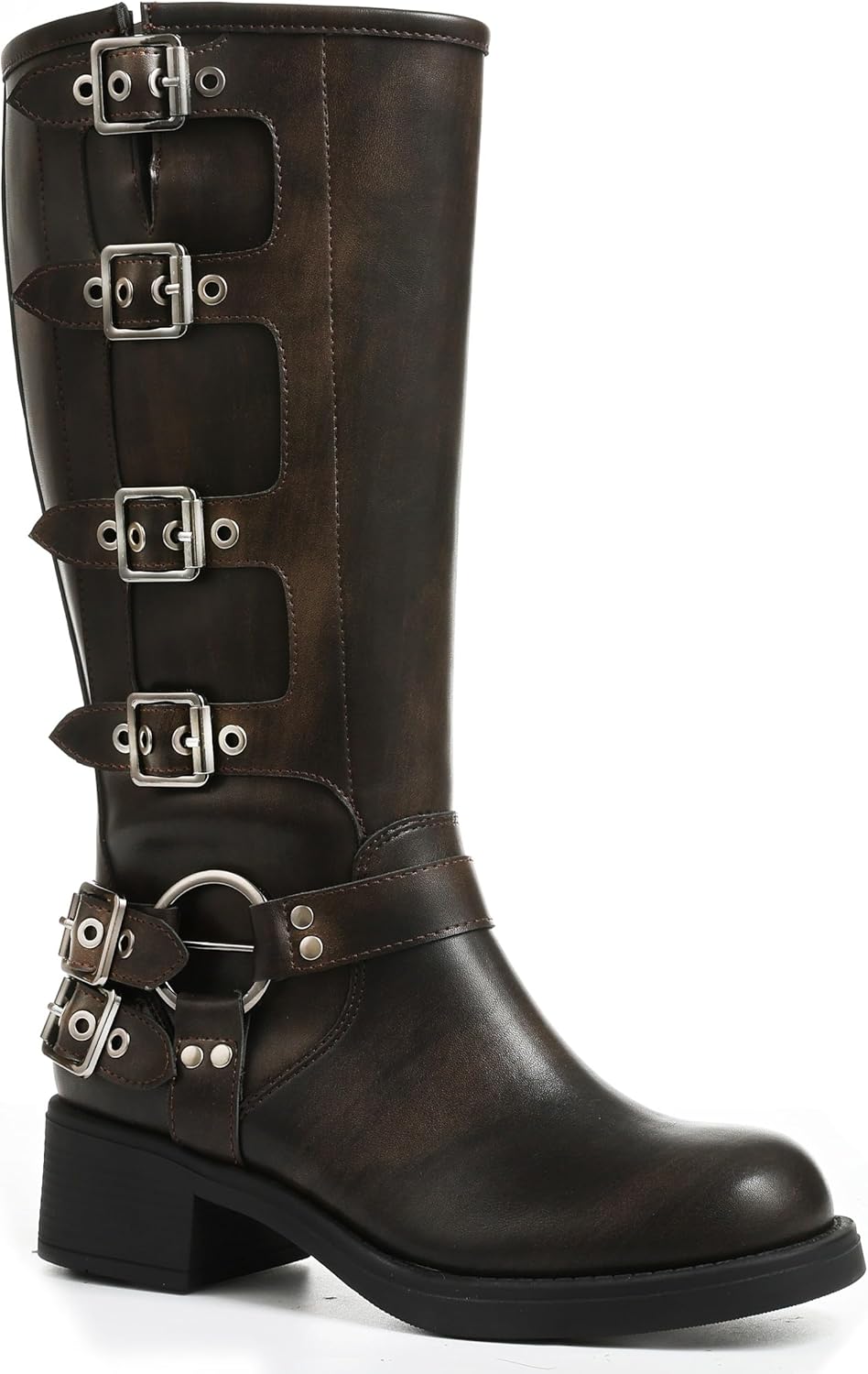 Knee High Boots Women Square Toe Pull On Wide Calf Fashion