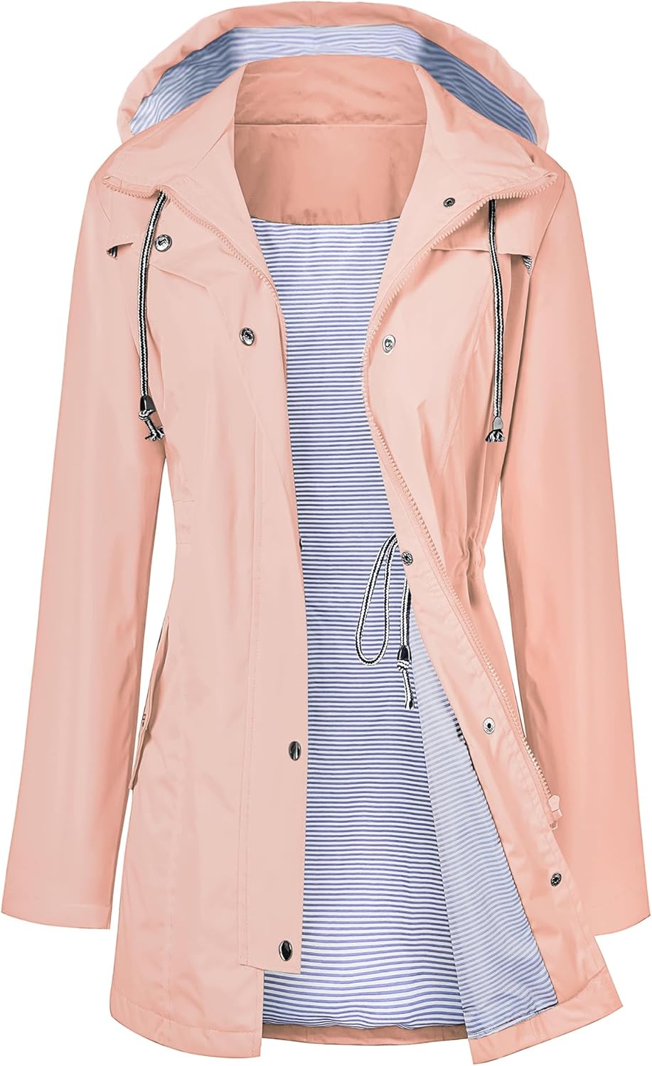 LOMON Raincoat Women Waterproof Long Hooded Trench Coats