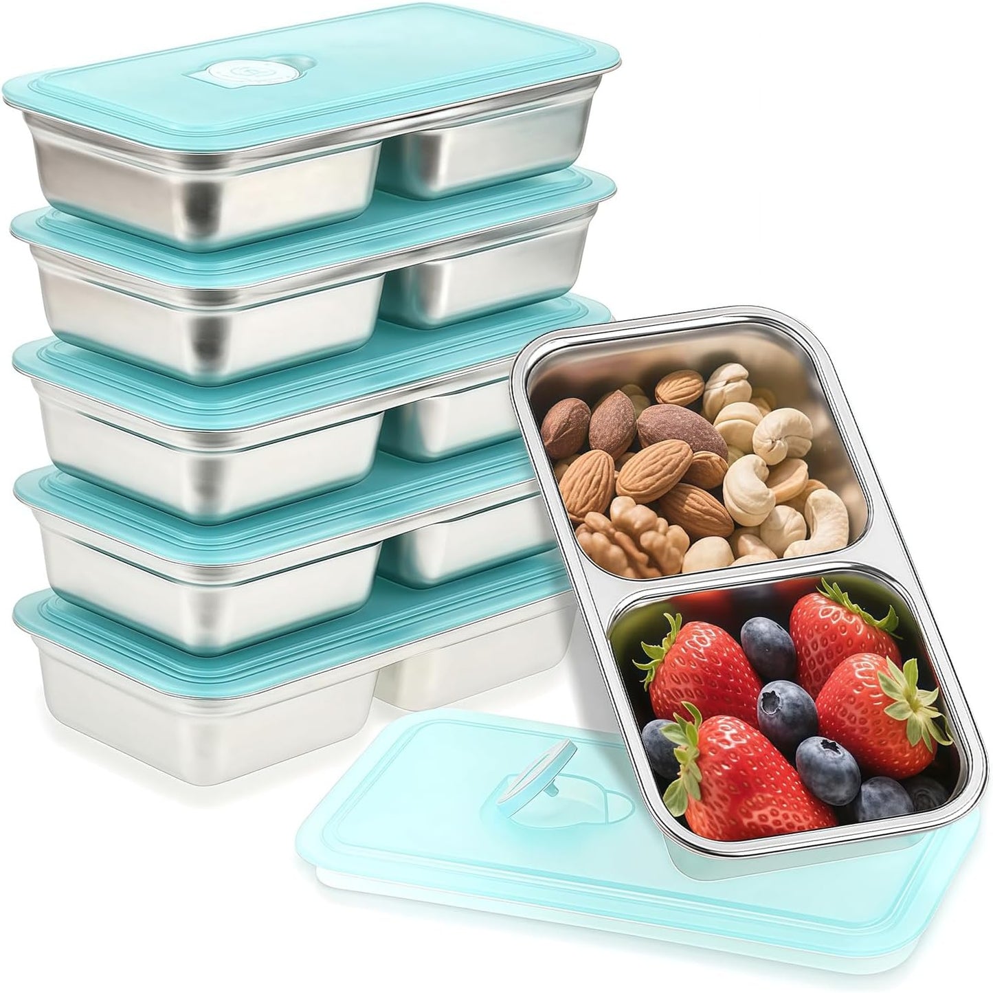 6Pcs 304 Stainless Steel Bento Boxes for Meal Prep and Snacks