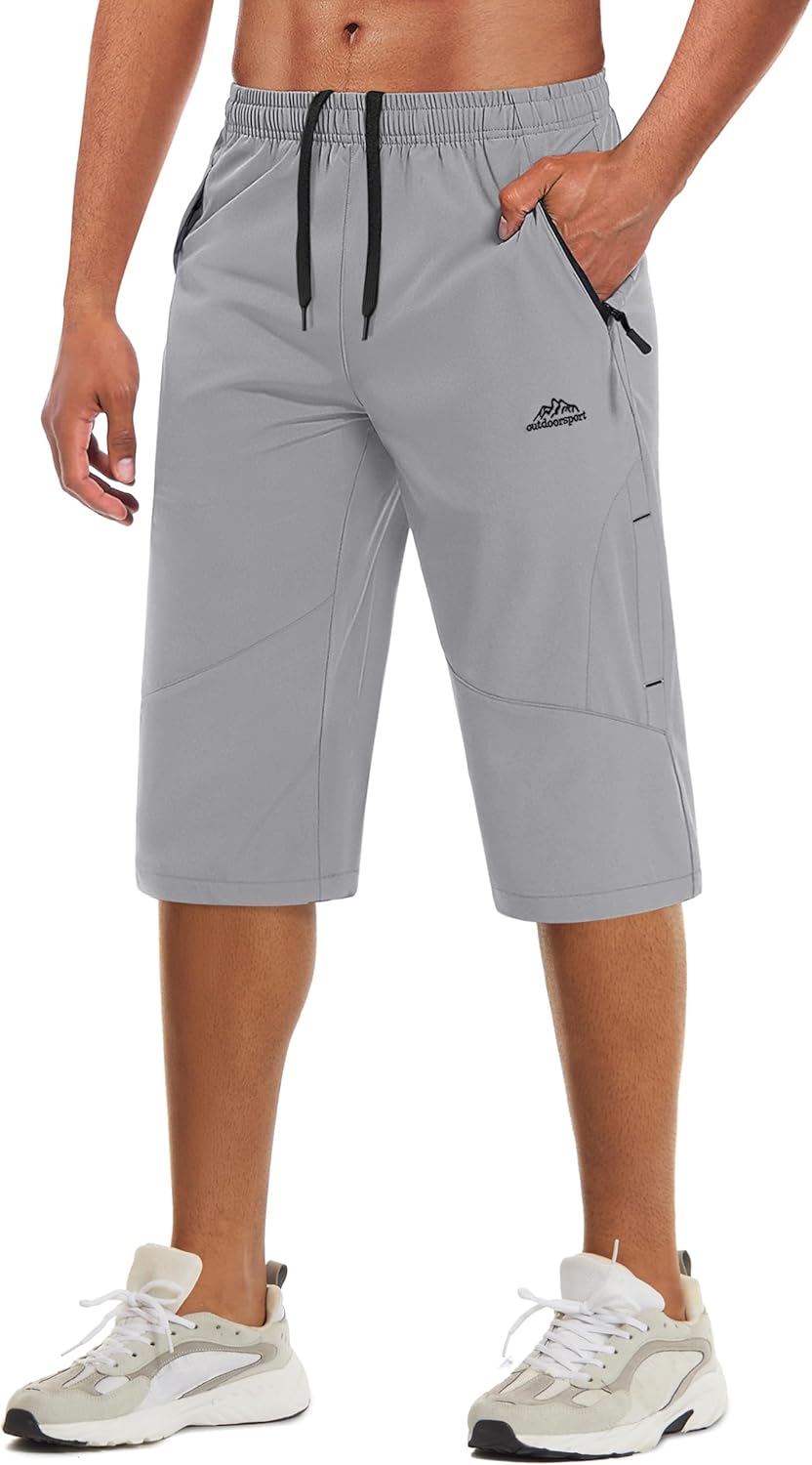MAGCOMSEN Men's Capri Shorts Quick Dry Below Knee Workout Gear