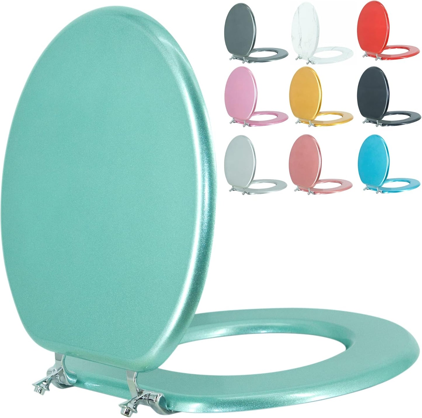 Round Toilet Seat Wood with Zinc Alloy Hinges for Easy Install