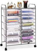 COSTWAY 15 Drawer Rolling Storage Cart for Home & Office Use