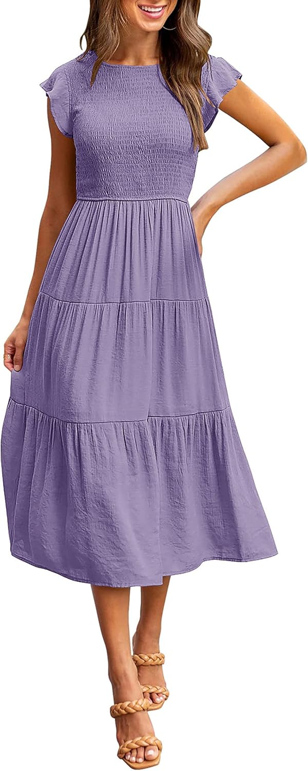 Stylish Flutter Sleeve Midi Dress for Summer Events and Casual Wear