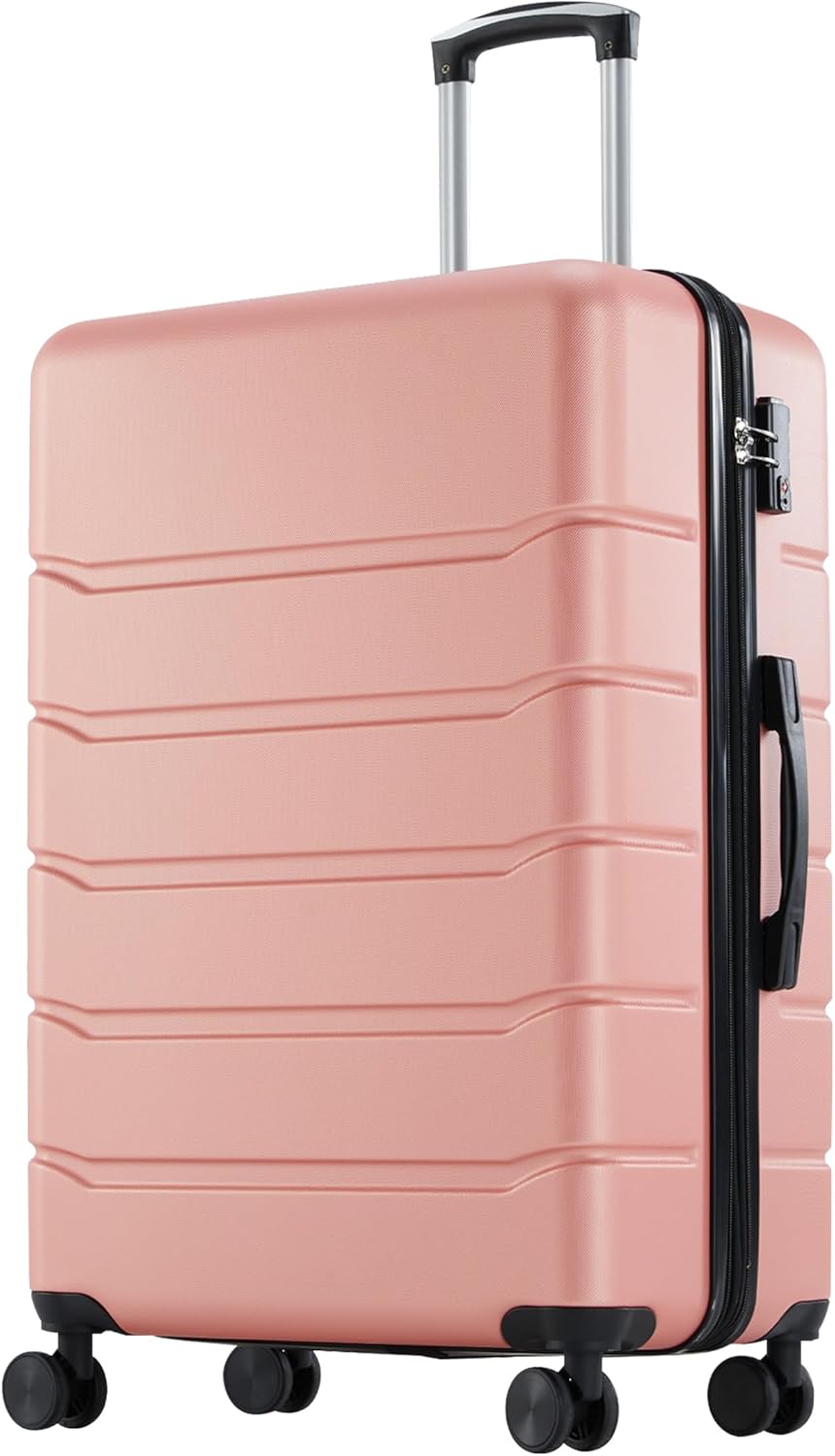 OLIXIS 28 Inch Hardside Checked Suitcase with Spinner Wheels