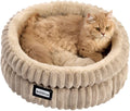 Luxury Plush Round Cat Bed for Indoor Cats - Soft Faux Fur Comfort