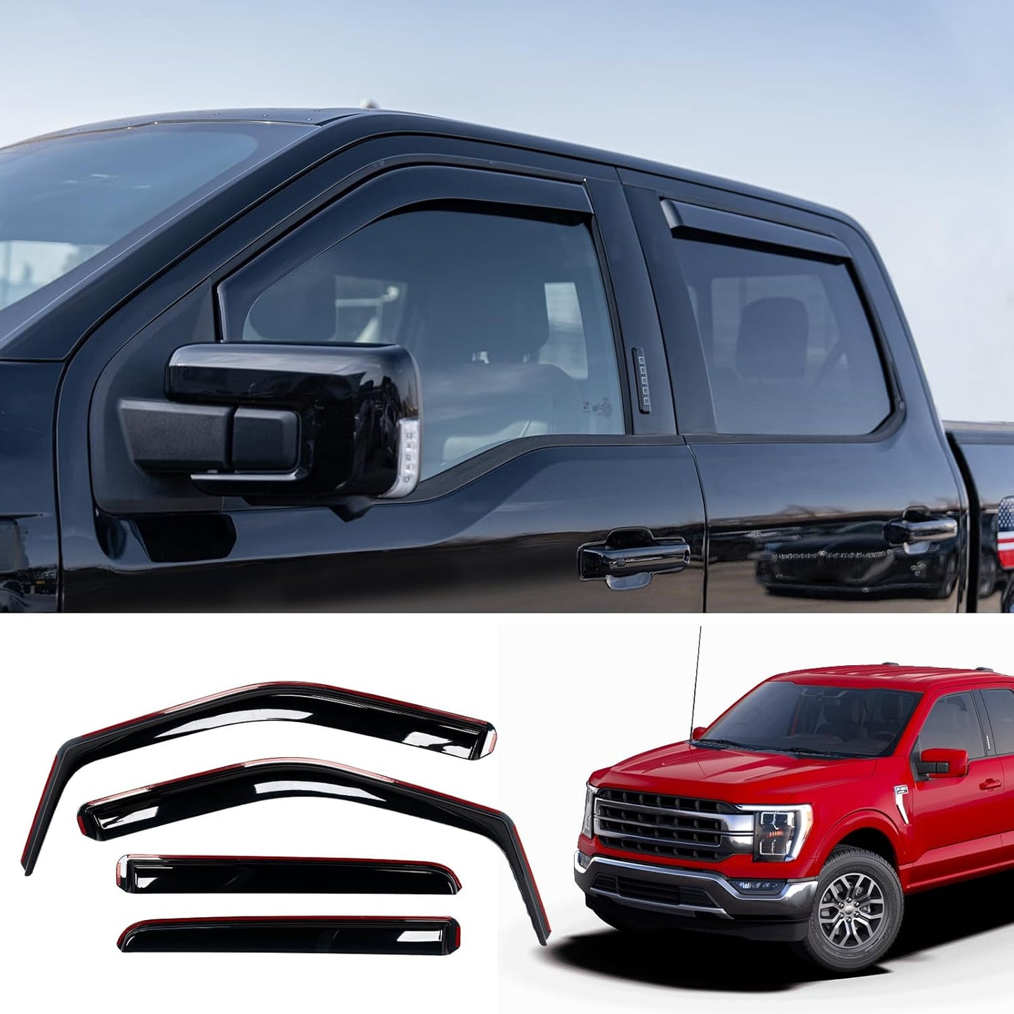 Extended Visor Rain Guards for 2015+ Ford F-150 and More