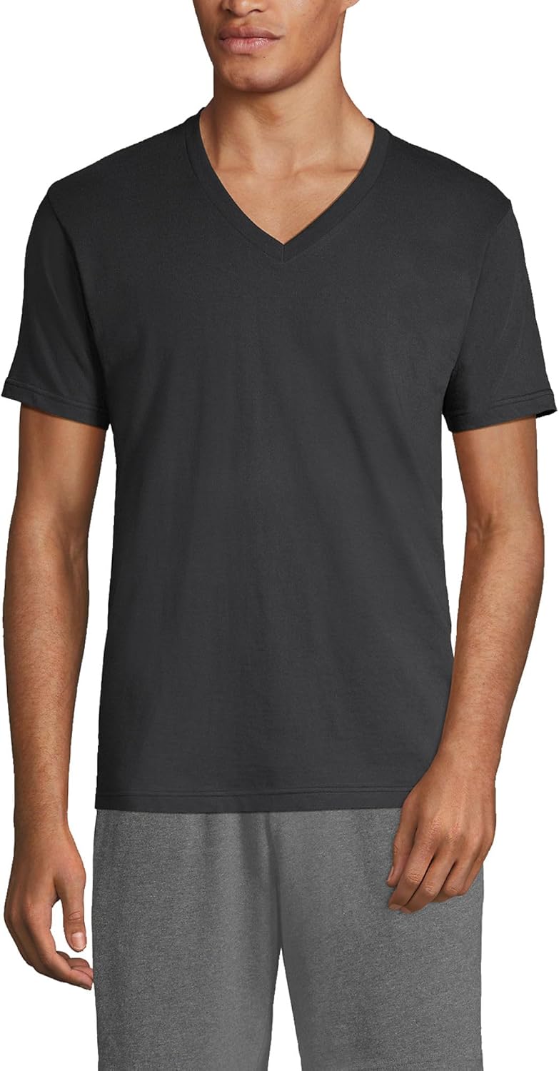 Lands' End Men's V-Neck Undershirt 3 Pack for Everyday Comfort