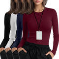 4 Pack Womens Underscrub Long Sleeve Cotton Crewneck - Slim Fit