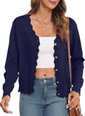 Women's Lightweight Cardigan V-Neck Button Print Sweater - Casual
