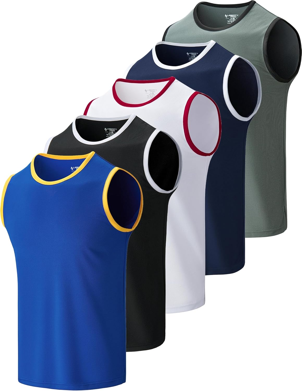Pack of 5 Men's Stretch Cool Dry Muscle Tank Tops for Workouts