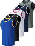 Men's Stretch Cool Dry Muscle Tank Tops Pack of 5 - Performance Fit No