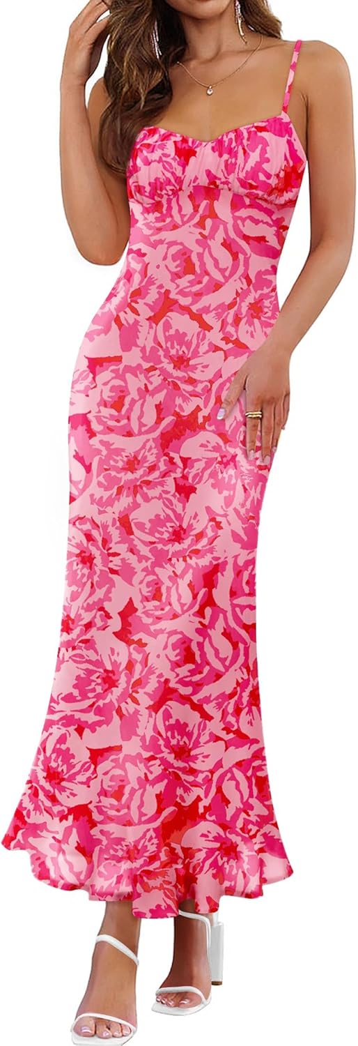 ZESICA Womens Summer Floral Spaghetti Straps Maxi Dress Review