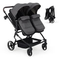 Side by Side Double Stroller for Twins - Compact Foldable Comfort