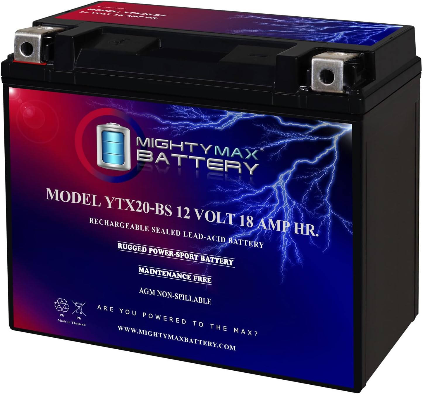 Mighty Max Battery YTX20-BS 12V 18AH Rechargeable SLA Battery