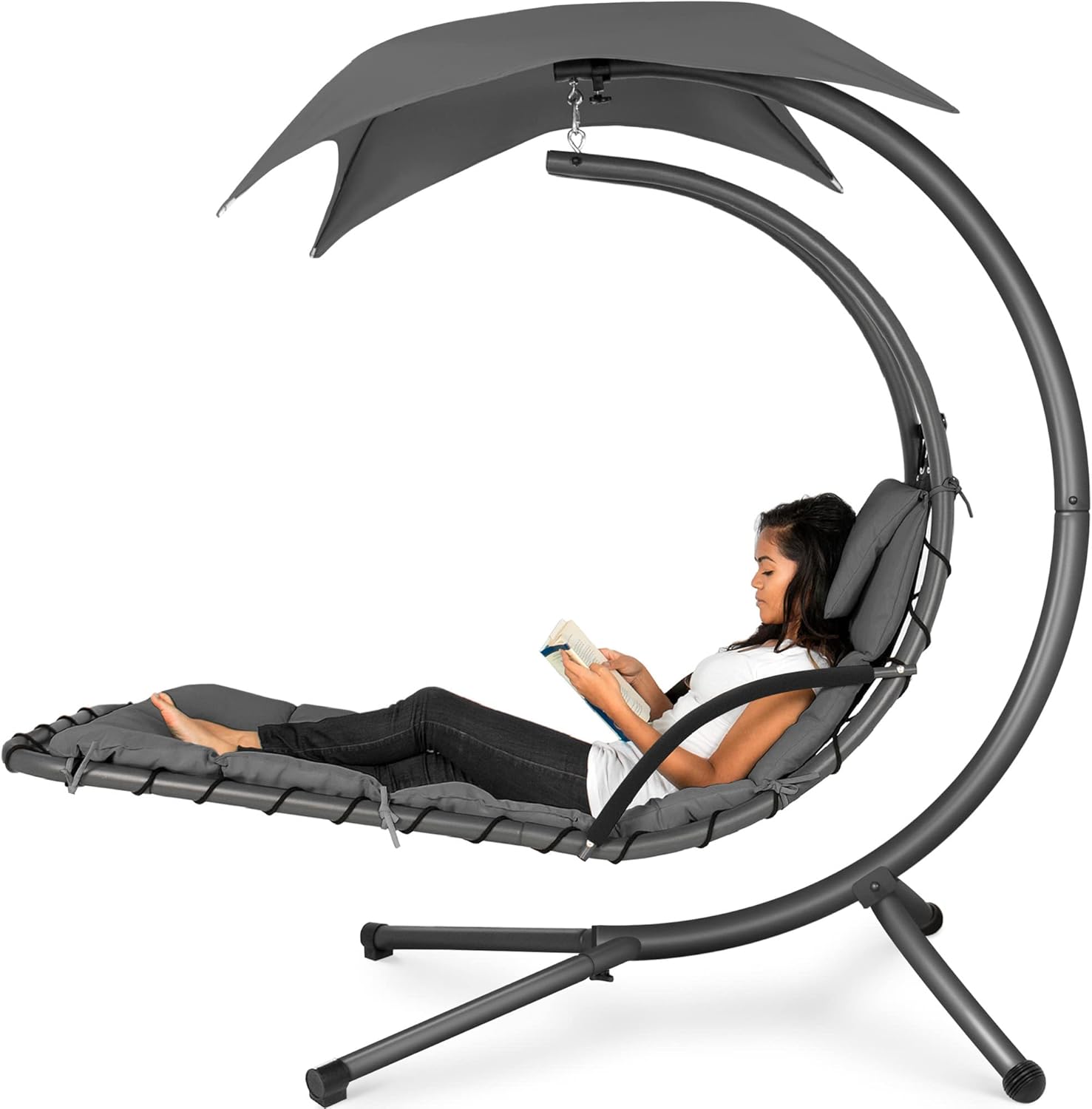 Best Choice Products Outdoor Hanging Chaise Lounge Chair Swing