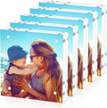 HELPLEX 5 Pack 5x5 Acrylic Picture Frames - Thick Frameless