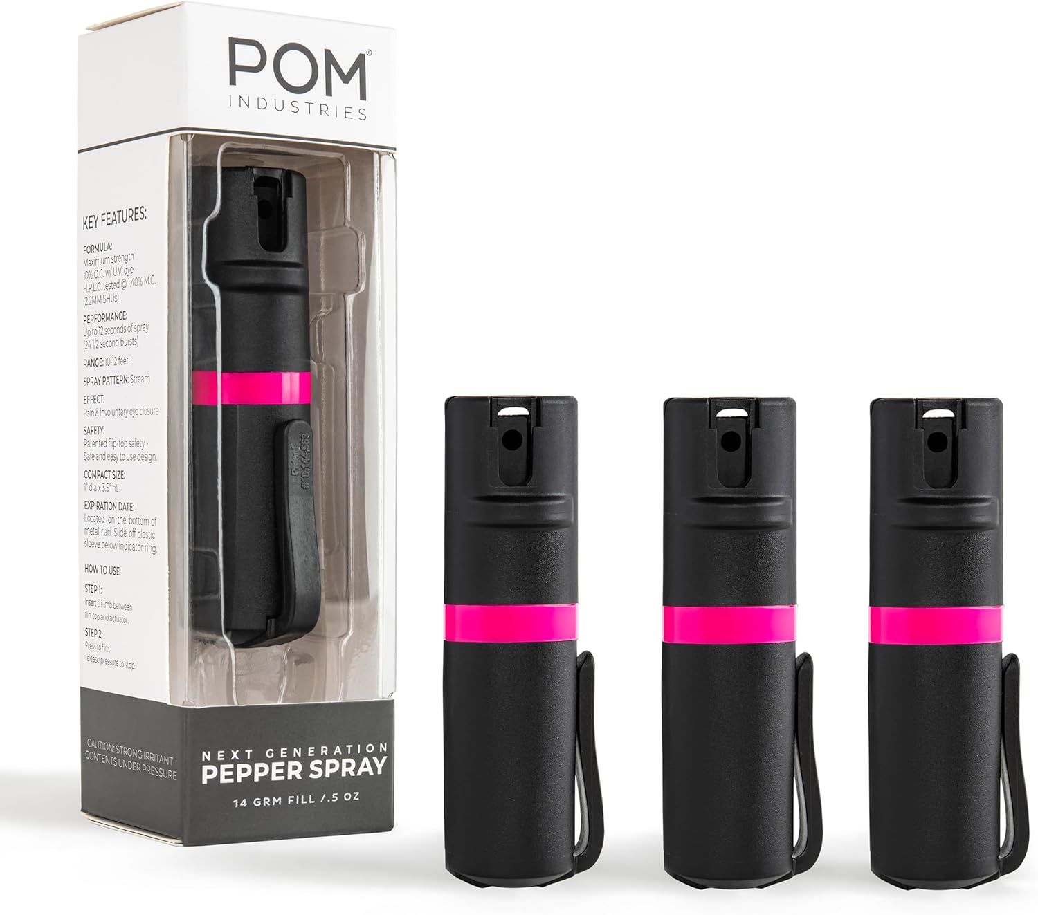 POM Pepper Spray Pocket Clip - Maximum Strength OC Formula