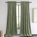 Sage Green Velvet Curtains 90 in 2 Panels - Light Dimming, Theater