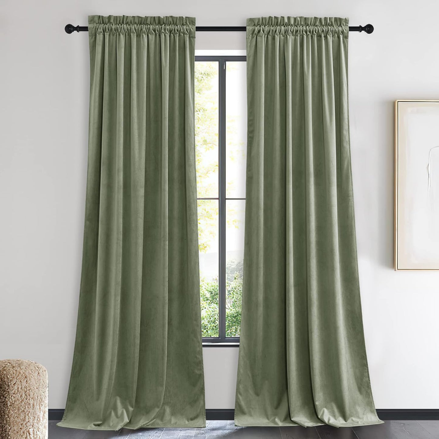 NICETOWN Sage Green Velvet Curtains for Elegant Home Decor