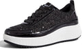 LUCKY STEP Women's Platform Sneakers Rhinestone Chunky Casual such