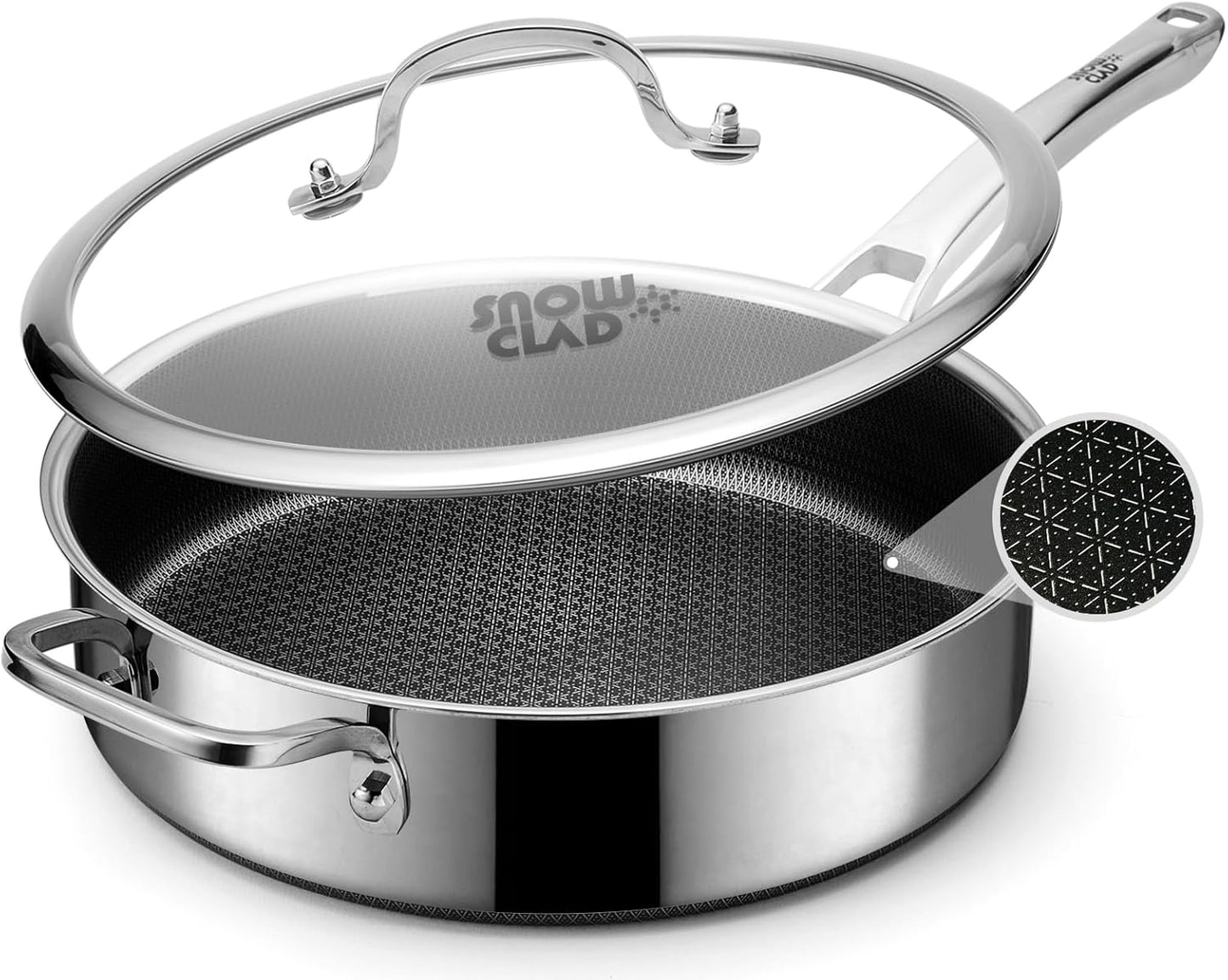 Nonstick Frying Pan with Lid - 12 Inch Deep Saute Pan