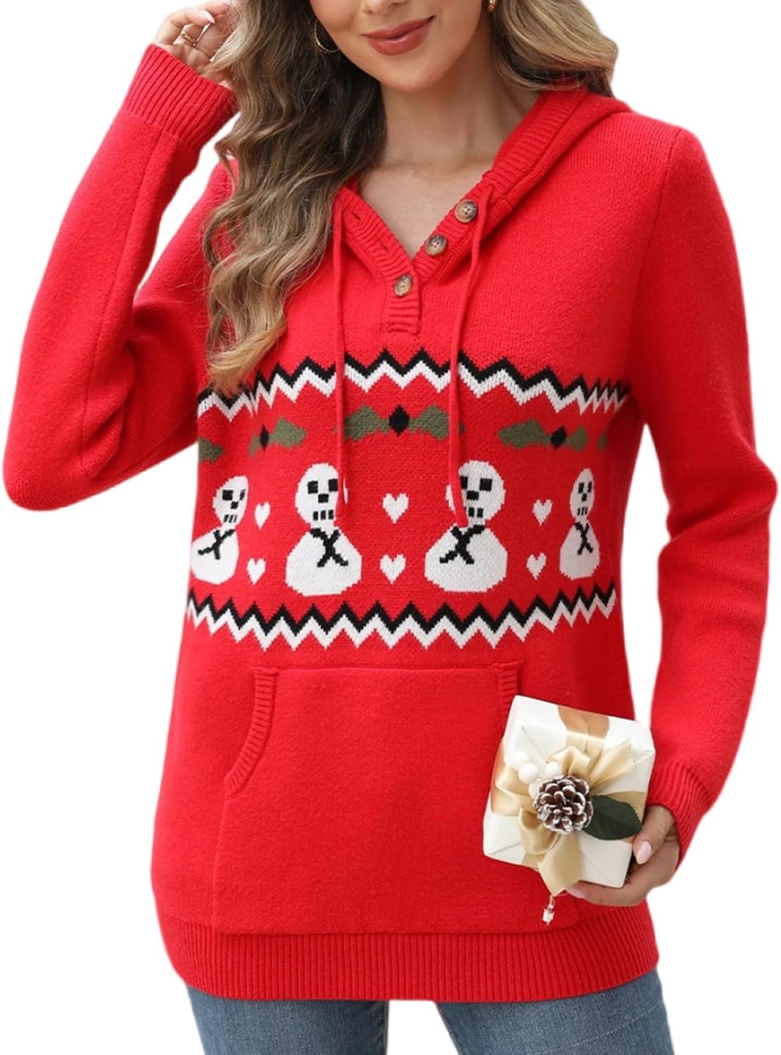 CiCiBird Women Fall Hoodies Sweater Knit V Neck Oversized Tops