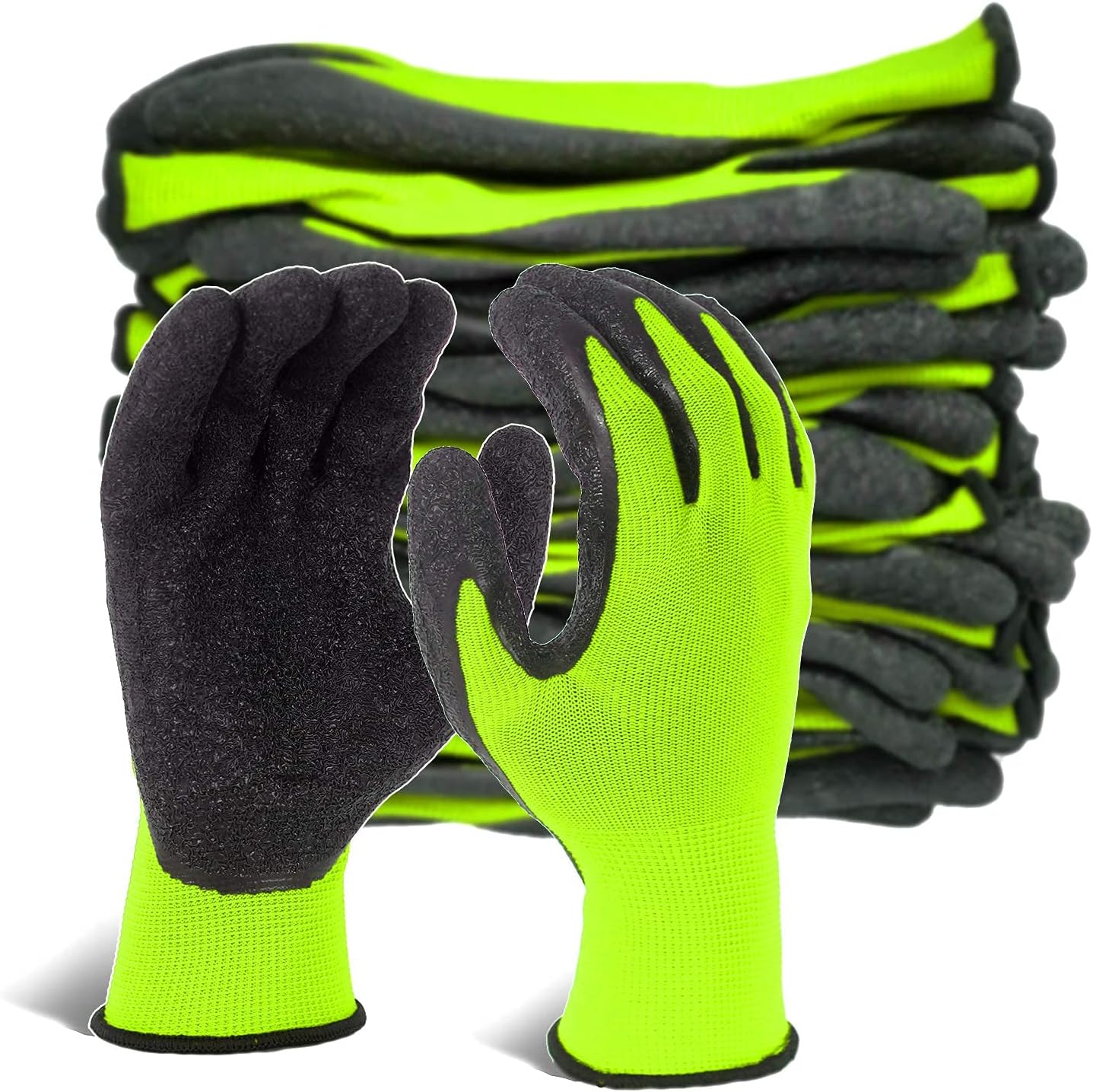 Evridwear Latex Coated Safety Work Gloves - Heavy Duty Protection
