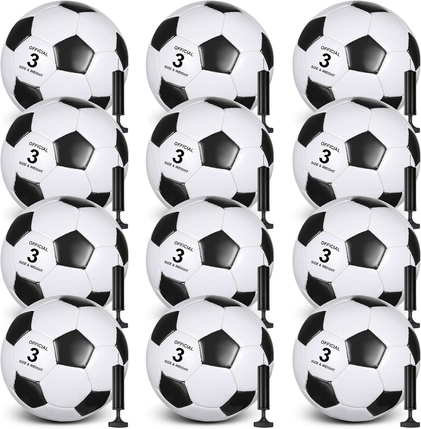 12 Pack Soccer Balls with Pumps for Charity and Training Events