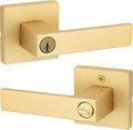 Kwikset Singapore Entry Door Handle with Lock - Satin Brass
