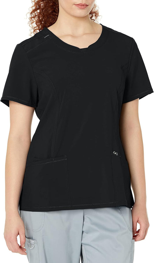 Cherokee Infinity Womens Round Neck Scrub Top with 3 Pockets