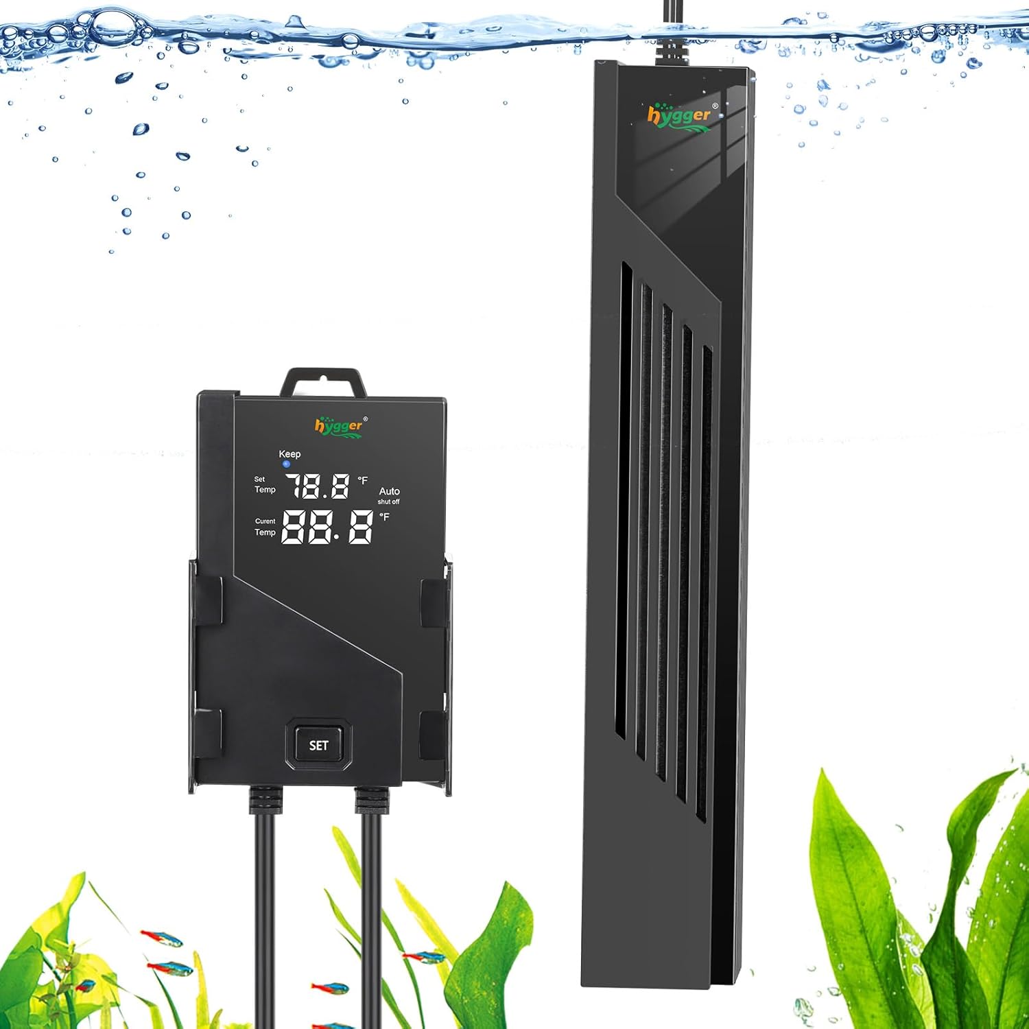 hygger 200W Submersible Aquarium Heater - Auto Stop Heating