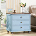 24 in Wide Farmhouse Night Stand Light Blue - 3 Drawer Storage