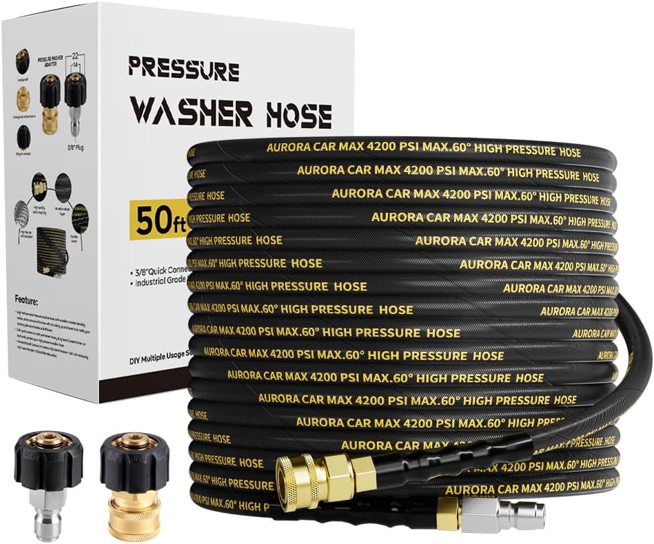 Pressure Washer Hose 50FT with Quick Connect for Heavy Duty Use