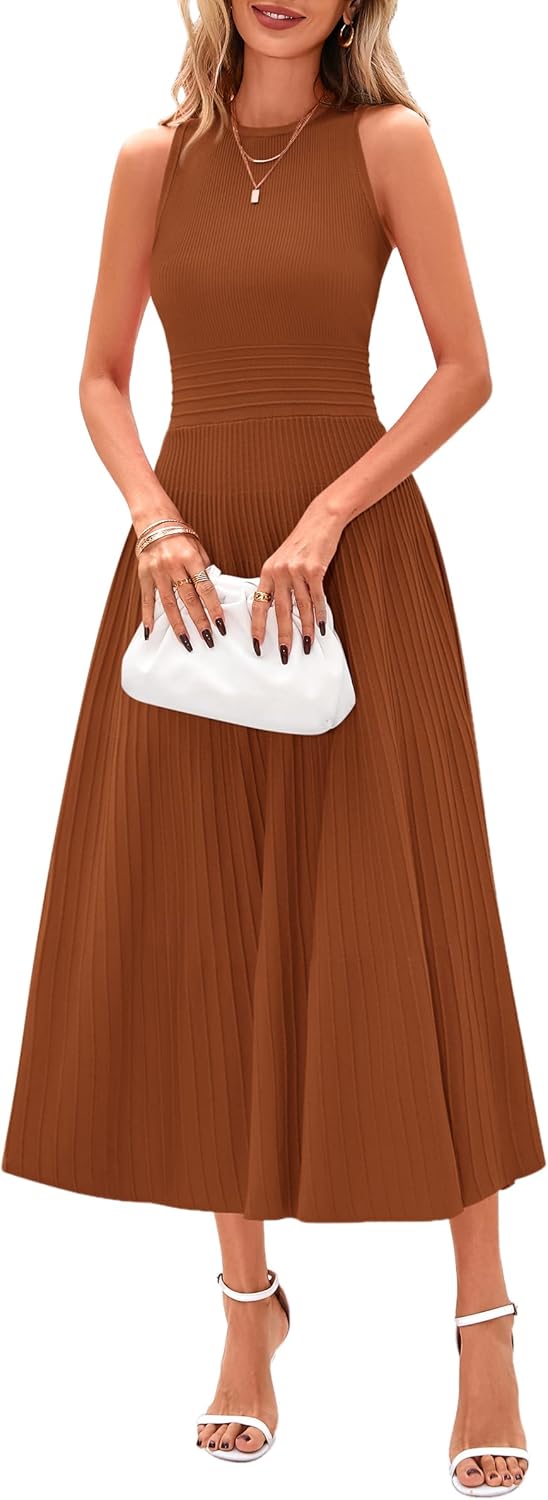 PRETTYGARDEN Spring Casual Dresses for Women - Midi A Line Style