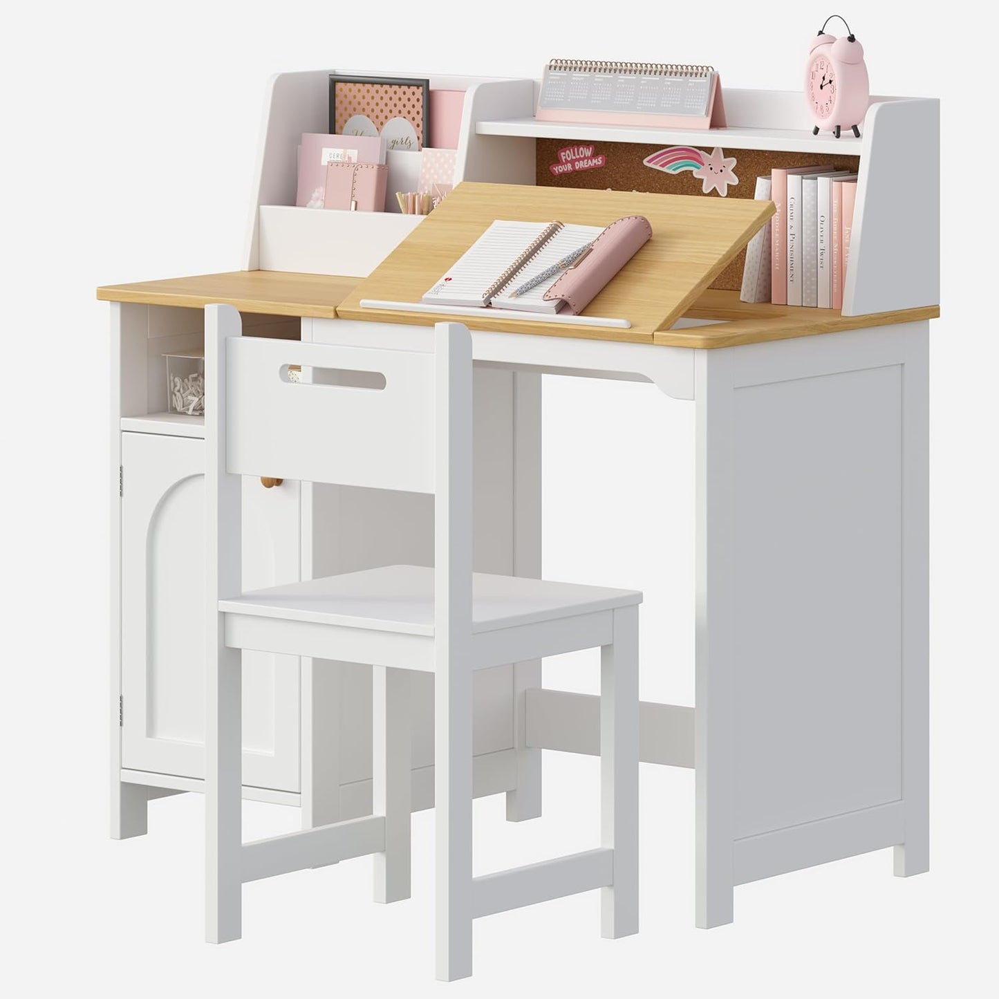 Treocho Kids Study Desk and Chair Set for Ages 3-8 Years