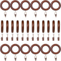 Wooden Curtain Rod Rings with Clips 24 Pack - Rustic Beech Drapery