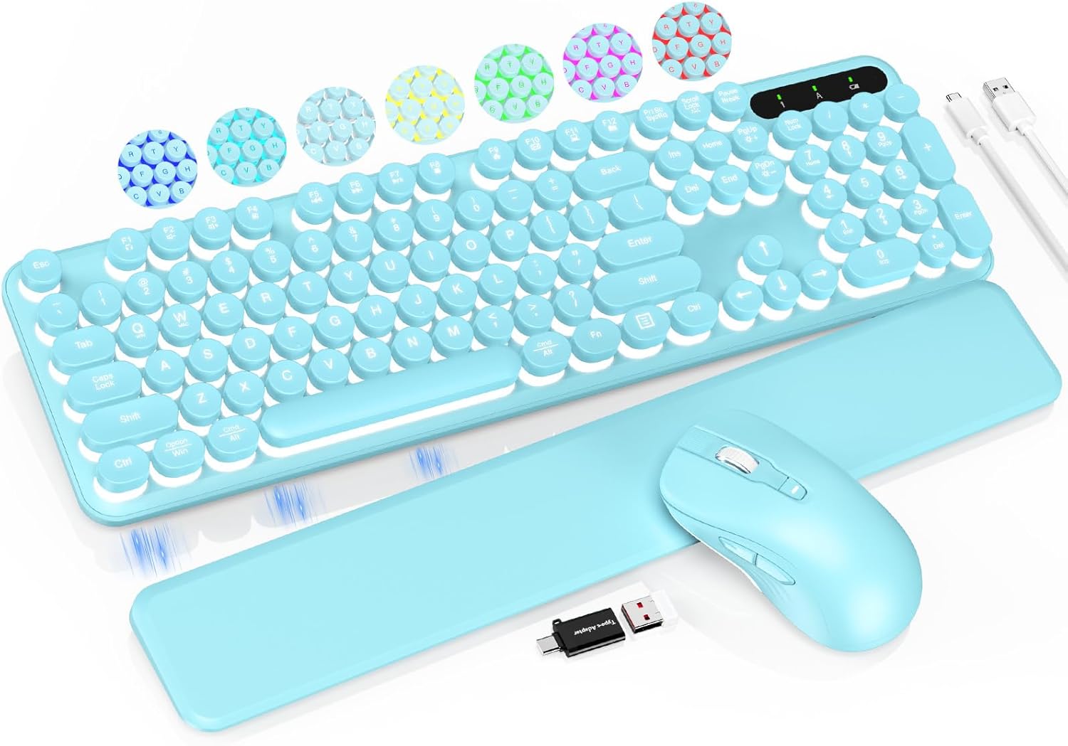Wireless Keyboard and Mouse Backlit - Retro Typewriter Combo
