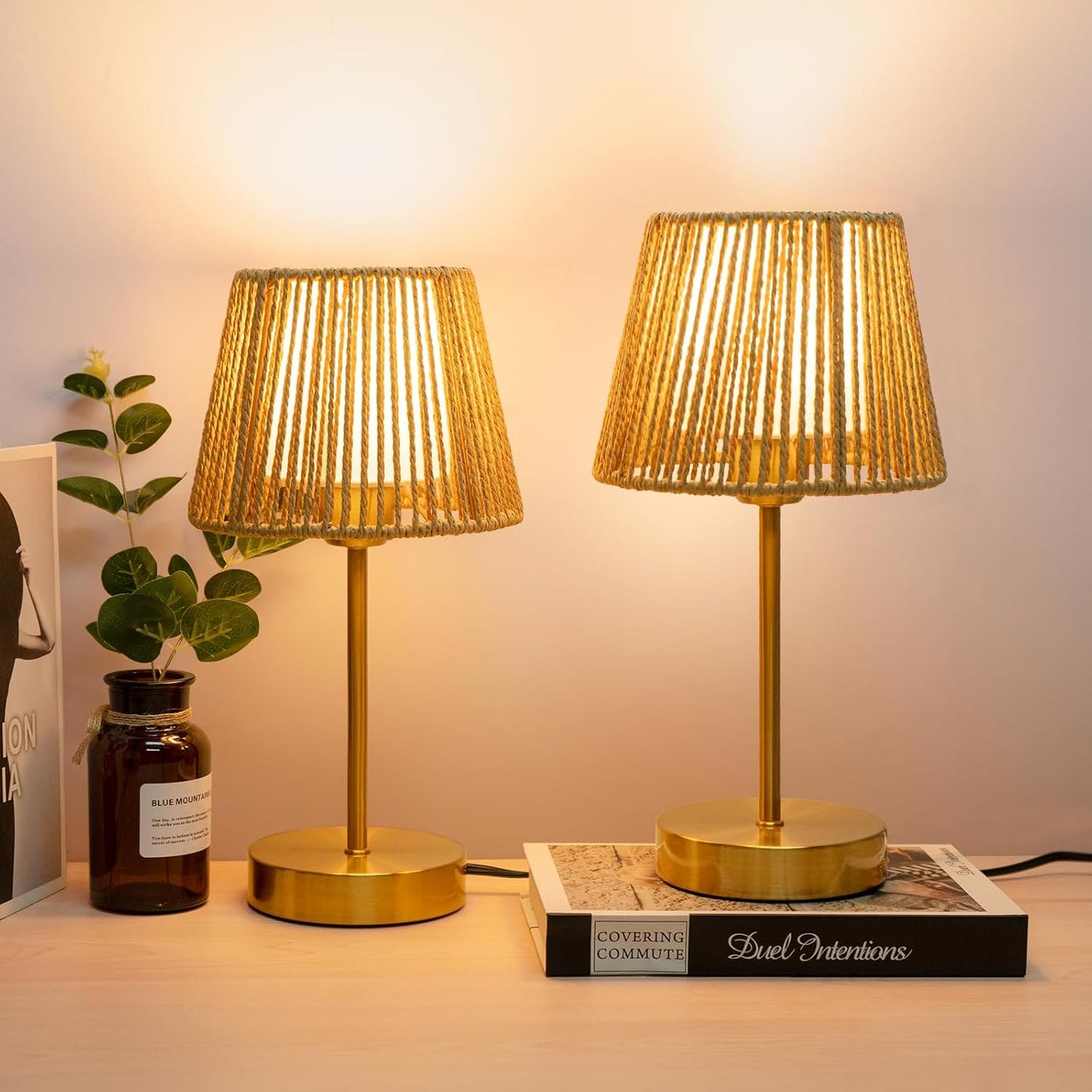 Touch Bedside Table Lamps Set of 2 for Cozy Bedroom Decor