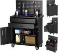 Tool Cart with Wheels and 2 Drawers - Mobile Heavy-Duty Garage Cabinet