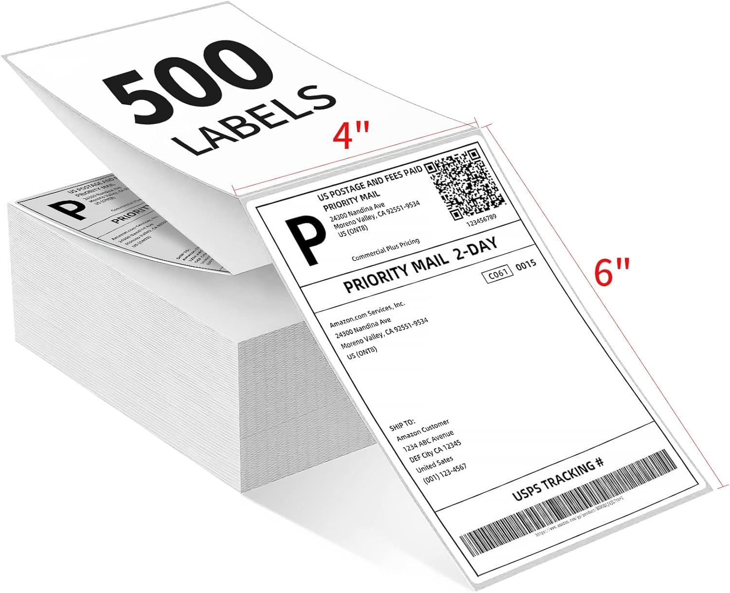 500 Fanfold 4x6 Thermal Labels: Strong Adhesive, Perforated, Compatible with Major Printers