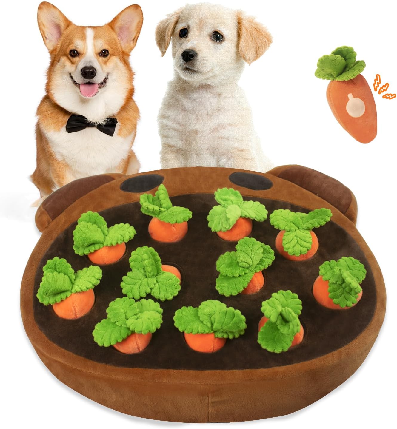 Interactive Carrot Patch Snuffle Toy for Dogs