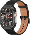 SUPLINK Stainless Steel Case and Leather Band for Apple Watch
