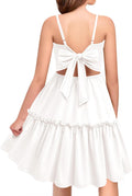Girls Tie Back Ruffle Hem Summer Dress with Pockets - Comfortable Fit