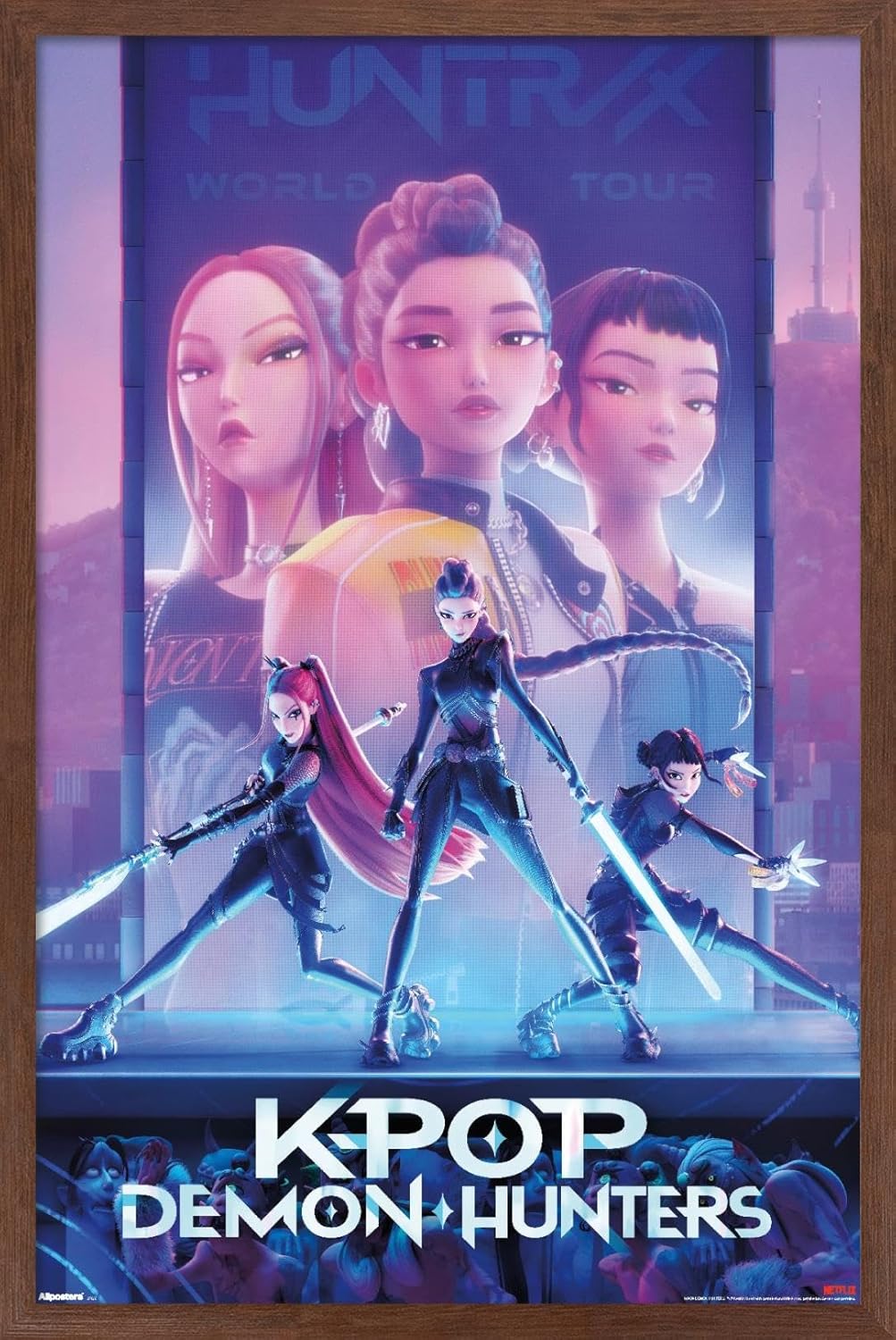 KPop Demon Hunters Wall Poster - Stylish Mahogany Framed Art