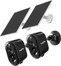 LongPlus Solar Security Cameras Wireless Outdoor 2-Pack - 2K Battery