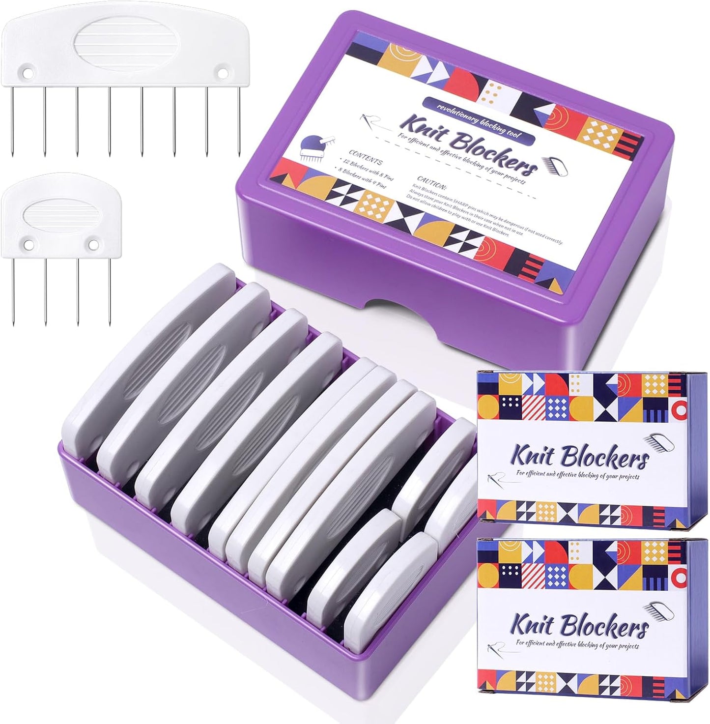 Knit Blocking Pins Kit for Knitting & Crochet Projects - 2 Boxes