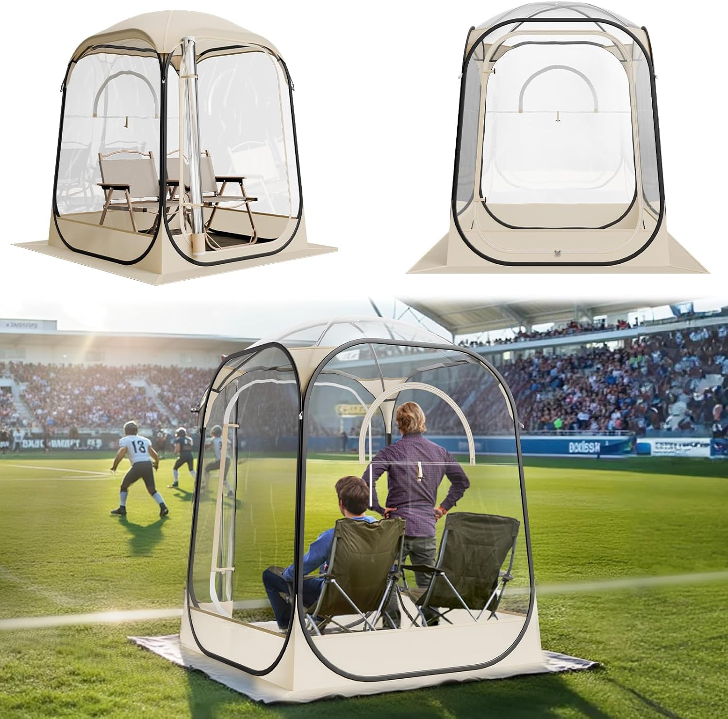 VEVOR Pop Up Sports Tent - Clear Bubble Tent for 1-6 People