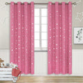 Pink Blackout Curtains for Girls Bedroom with Stars and Moons