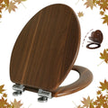 Elongated Toilet Seat Molded Wood with Quiet Close by Angol Shiold