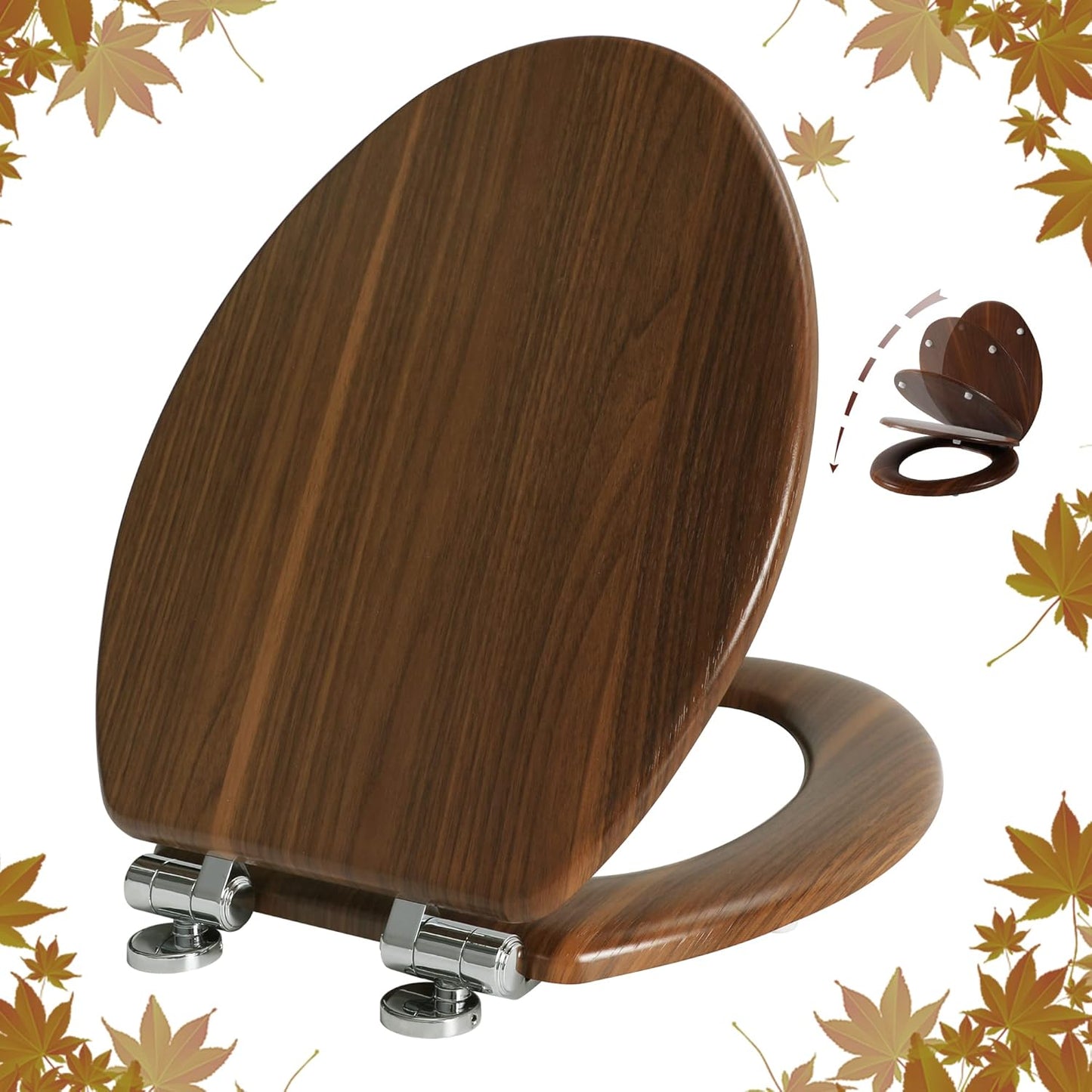Elongated Toilet Seat Molded Wood with Quiet Close by Angol Shiold